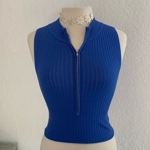 Dark Blue Sweater Vest Top